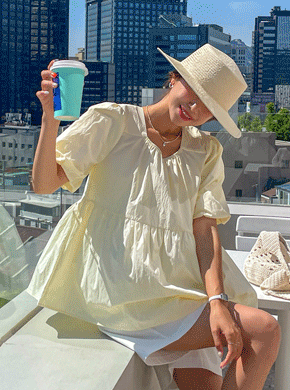 Maternity*Back Ribbon Puff Blouse