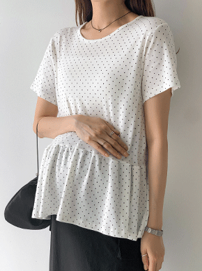 Maternity*Dot Bubble Frill Tee