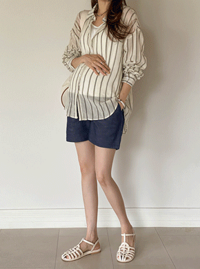 Maternity*Tension Cotton 3/4 Pants