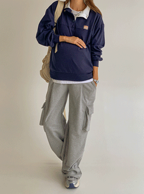 Maternity*Snap Button Turtleneck Sweatshirt