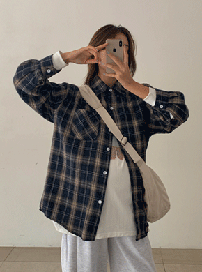 Maternity*One-Pocket Check Shirt