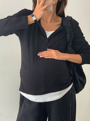 Maternity*layered zipper shirring tee