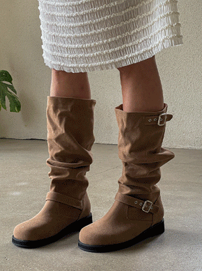 Suede Belt Boots