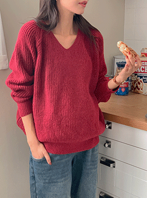 Maternity*Molanggolji V-neck Wool Knit