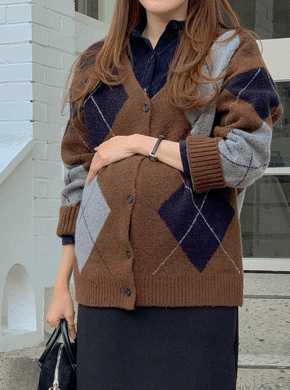 Maternity*Momo Argyle Cardigan