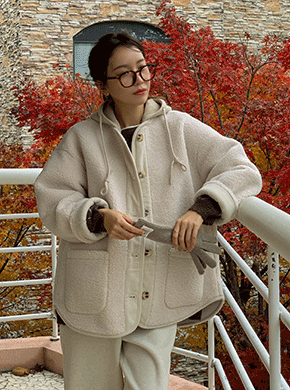 Maternity*Fleece Hooded Dumbbell Jacket