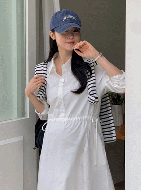Maternity*Side String Cotton Shirt One Piece