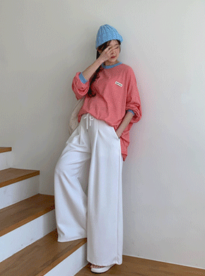 Maternity*Waffle Pintuck Wide Elastic Pants