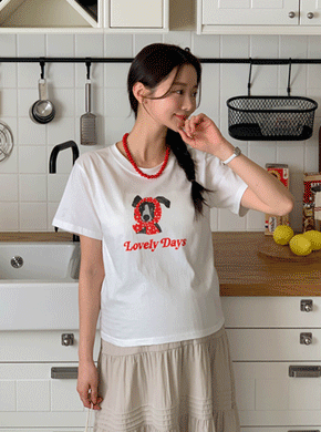 Maternity*Scarf Puppy Short T-shirts