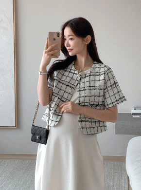 Maternity*Elina Tweed Short Sleeve Jacket
